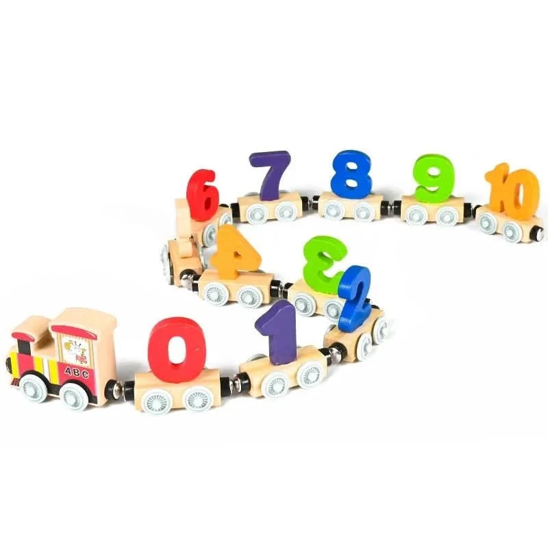 Wooden Train Set with Magnetic Number Train, Toys for 3 Year Olds – image 4