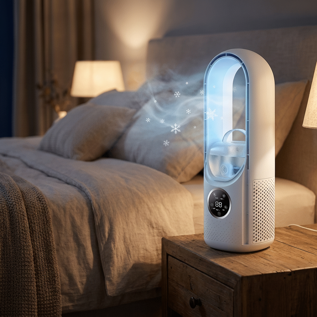 Bladeless Fan for Bedroom, Compact Desk Fan with Sleep Mode for Office and Bedside Table, Portable Fan for Home_07
