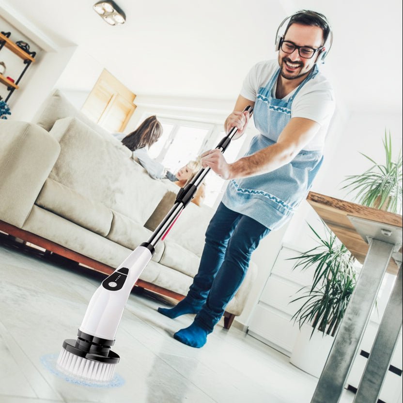 Cordless Electric Scrubbing Brush, Long Handle Scrubbing Brush with 7 Heads, Electric Cleaning Brush for Bathroom_01