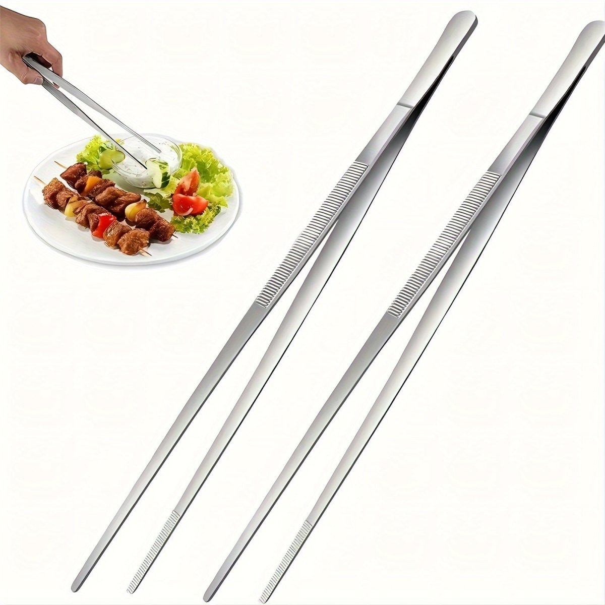Kitchen Tongs 25 cm, Stainless Steel BBQ Tongs for Grilling, Barbecue Accessories, Kitchen Utensils for Picnic_07