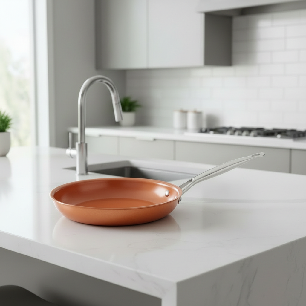 Non Stick Frying Pans, Copper Pan for Induction Hob and Gas, Dishwasher Safe Non Stick Pan Set in 3 Sizes_00