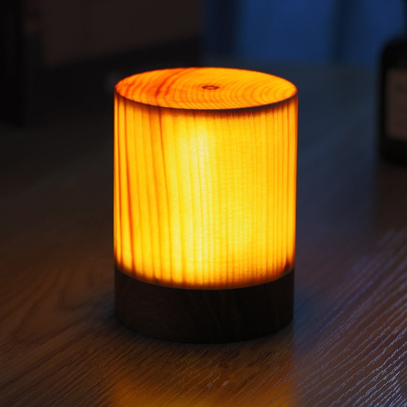 Small Table Lamp, LED Table Lamp with Wood Grain Finish, Modern Bedside Lamp for Home Office and Shelf_04