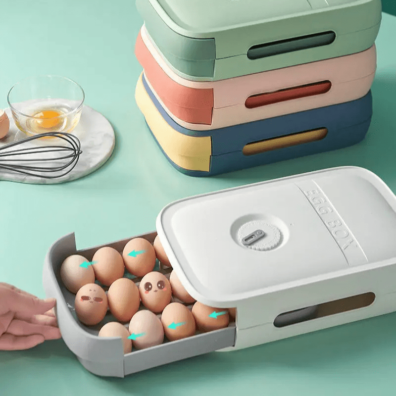 Pull Out Fridge Drawer for Eggs, Egg Holder for Fridge with Freshness Indicator, Egg Storage Container, Fridge Organiser_02