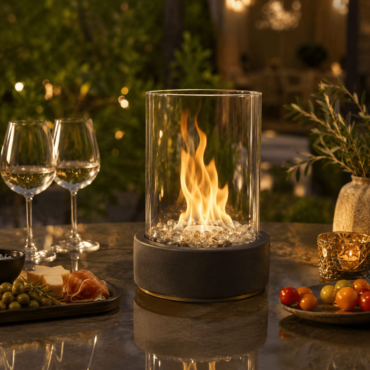 Bioethanol Fireplace, Tabletop Fire Pit with Real Flame and Glass, Decorative Fireplace for Living Room and Balcony_01
