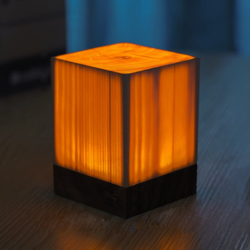Small Table Lamp, LED Table Lamp with Wood Grain Finish, Modern Bedside Lamp for Home Office and Shelf_05