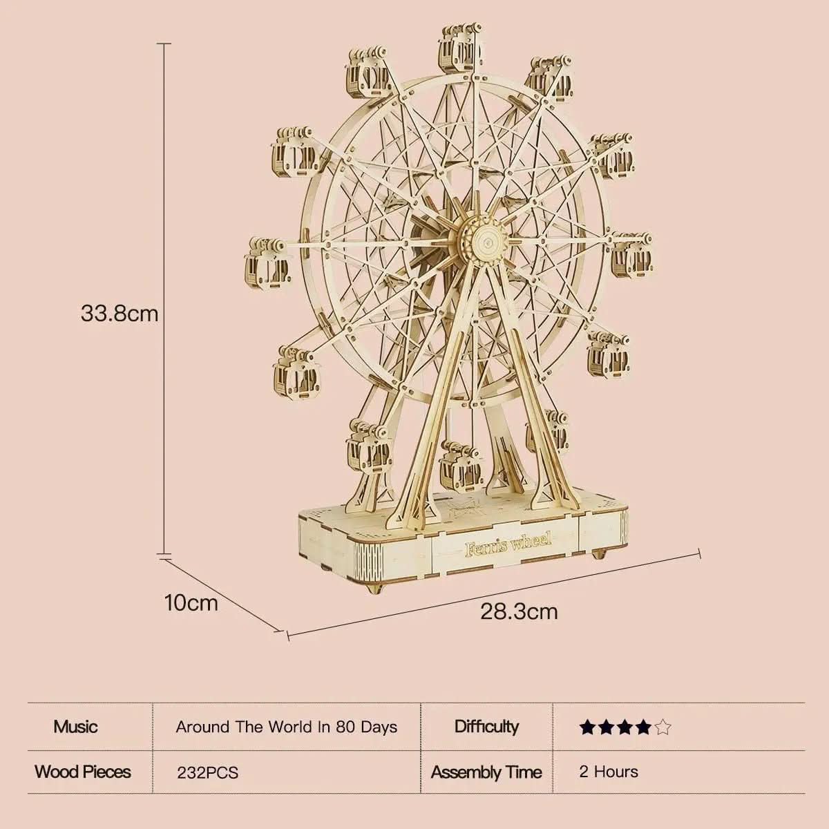Ferris Wheel Model Kit, 3D Puzzles with 232 Pieces to Build Yourself, Craft Kit for Model Building and Creative Leisure_04
