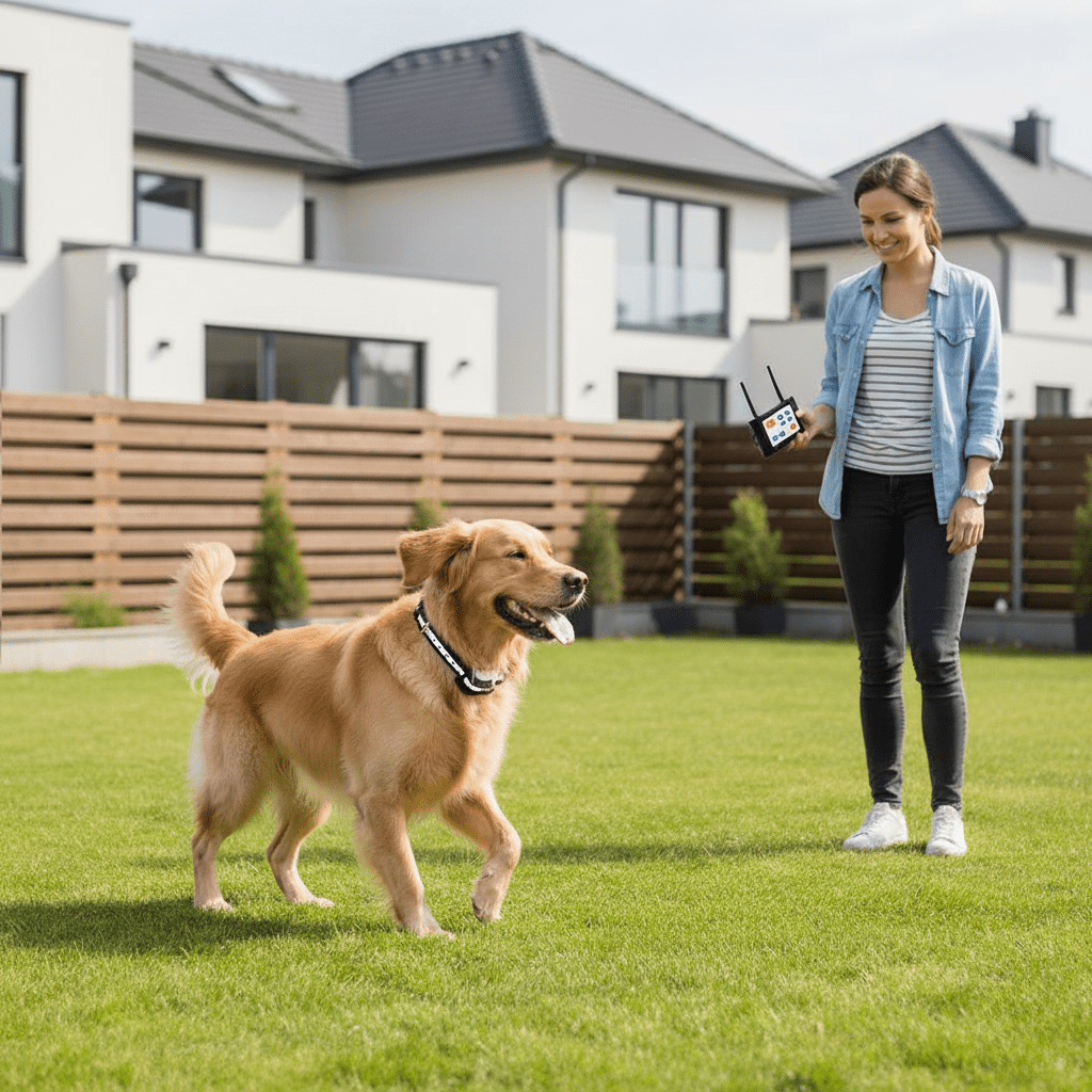 Wireless Dog Fence for Garden, Dog Training Collar with Beep and Vibration, Vibration Dog Collar with 300 m Range