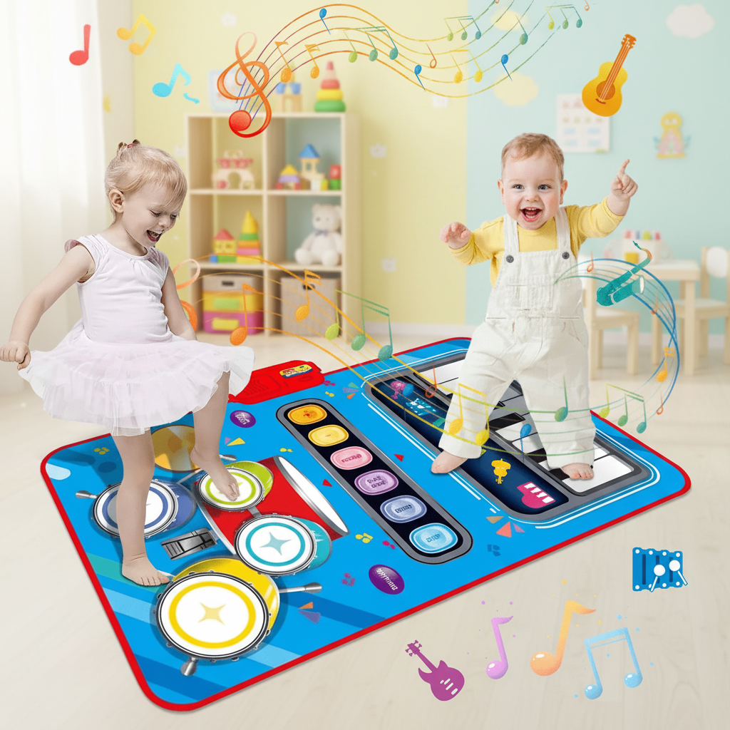 Kids Dance Mat with 5 Instruments, Musical Play Mat with Piano and Drums, Educational Toys from 3 Years_02