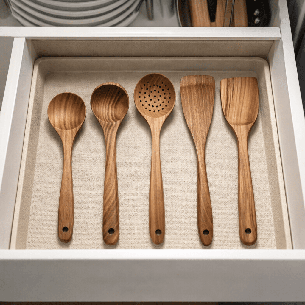 Wooden Kitchen Utensil Set, Wooden Spoons with Spatula, Slotted Spoon, Ladle and Serving Spoon, Wooden Cooking Utensils_03