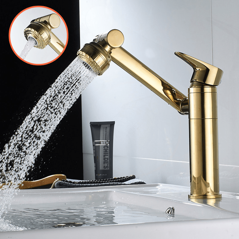 Kitchen Tap with Spray, Flexible 360 Degree Bathroom Tap, Single Hole Basin Tap in Stainless Steel