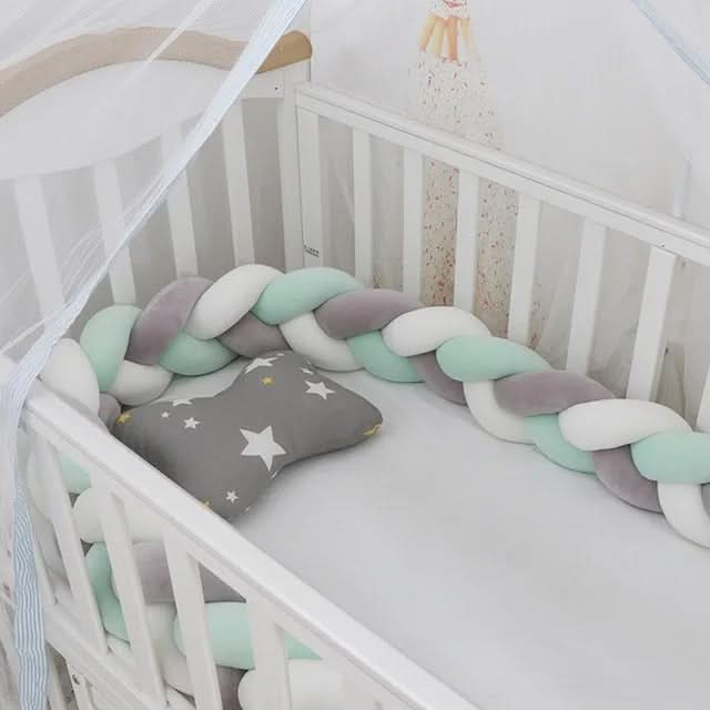 Braided Cot Bumper, Cotton Woven Crib Bumper in 1 to 4 m Lengths, Nursery Decor in Solid Colours_14