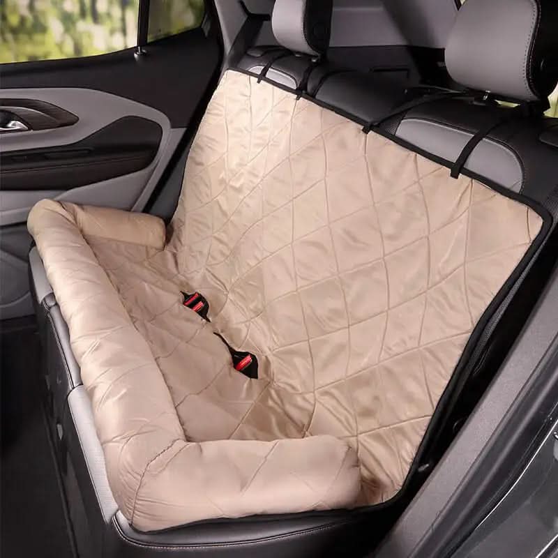 Dog Car Seat Covers, Waterproof Back Seat Cover for Dogs with Raised Edges, Non Slip Dog Car Bed for Rear Seat