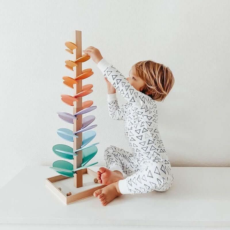 Sensory Toys, Wooden Marble Run Toy with Rainbow Sound Tree – image 5
