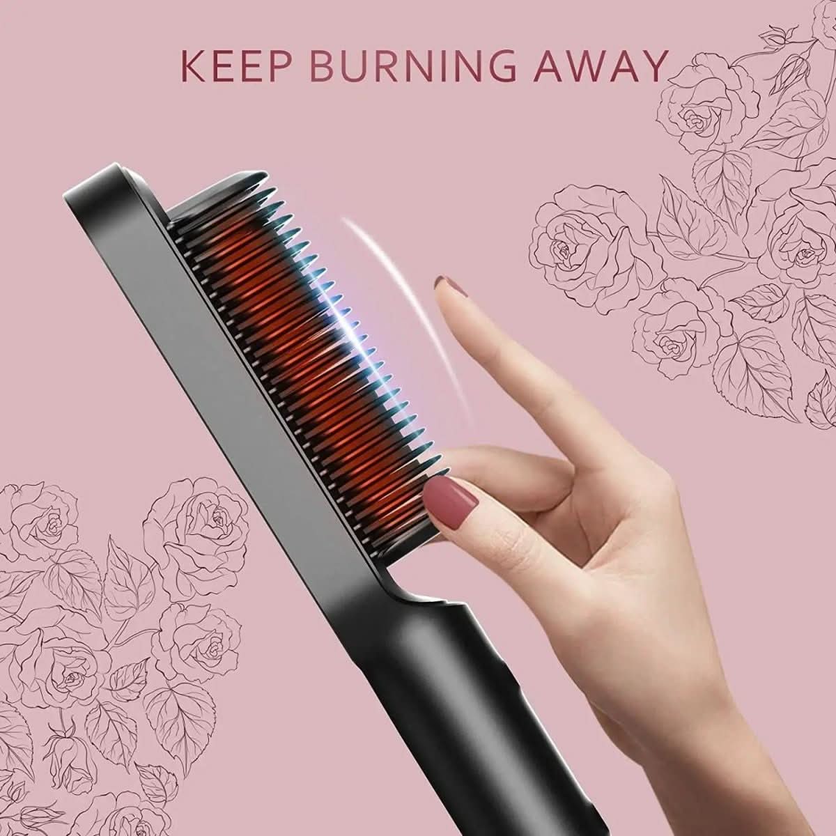 Hot Brush Hair Straightener, Ceramic Straightening Brush with Temperature Control
