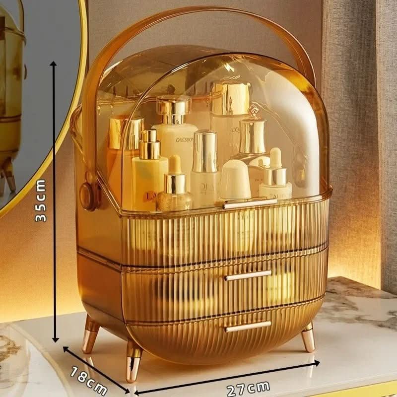 Makeup Organiser, Clear Cosmetic Organiser Box, Dustproof Makeup Storage Box with Compartments and Makeup Brush Holder_27