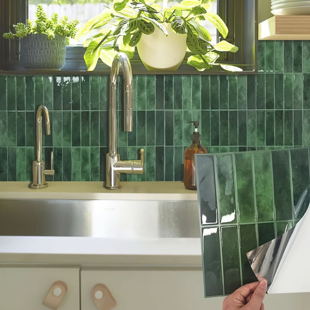 Kitchen Wall Tiles Self Adhesive, 3D Stick on Tiles for Bathroom, Waterproof PVC Wall Panels, Peel and Stick Tiles_01