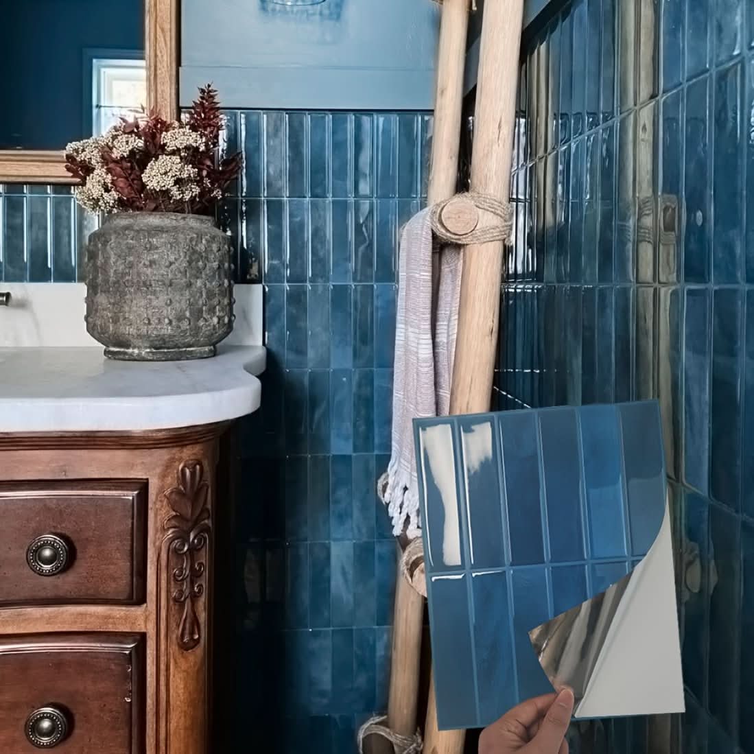 Kitchen Wall Tiles Self Adhesive, 3D Stick on Tiles for Bathroom, Waterproof PVC Wall Panels, Peel and Stick Tiles_07