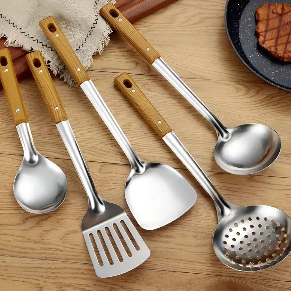 Kitchen Utensils Stainless Steel, Kitchen Utensil Set with Spatula, Turner, Soup Spoon and Rice Spoon, Cooking Utensils_02