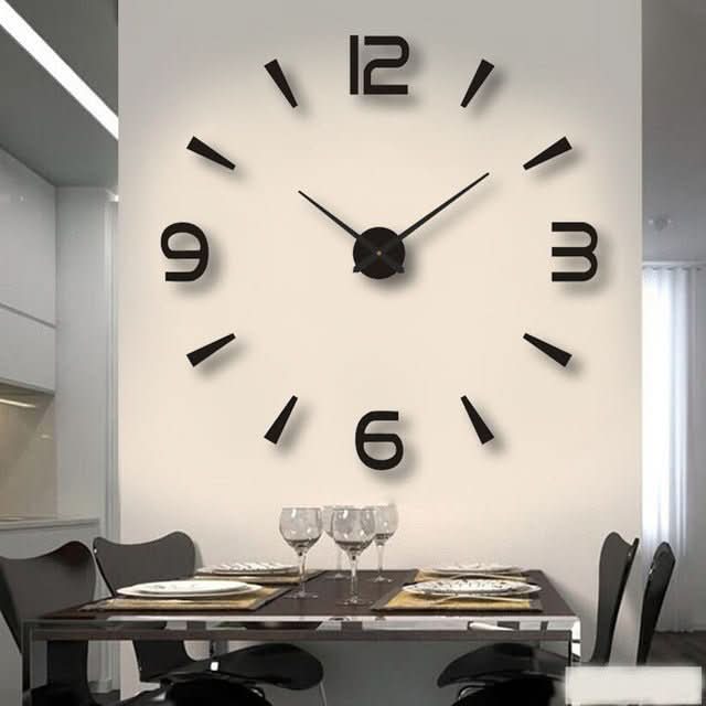 Large Wall Clocks, 3D Wall Clock Stickers with Silent Quartz Movement, Modern Wall Clock for Living Room 40 cm to 130 cm_02