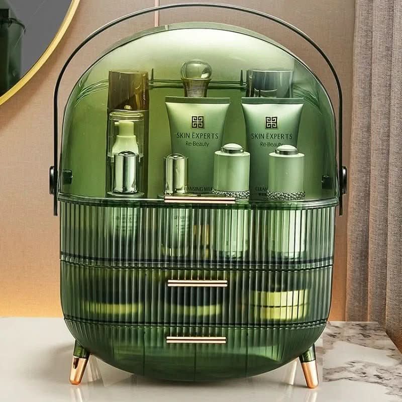 Makeup Organiser, Clear Cosmetic Organiser Box, Dustproof Makeup Storage Box with Compartments and Makeup Brush Holder_07