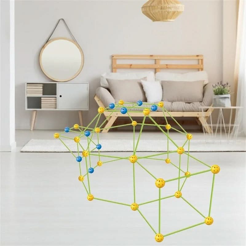 Den Building Kit for Kids, Fort Building Kit with Balls and Sticks, Kids Tent Cover Optional, Construction Toys
