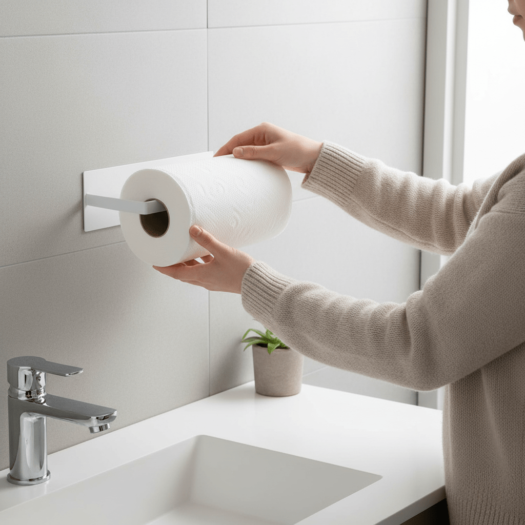 Kitchen Roll Holder Wall Mounted, Iron Kitchen Towel Holder in White or Black – image 7