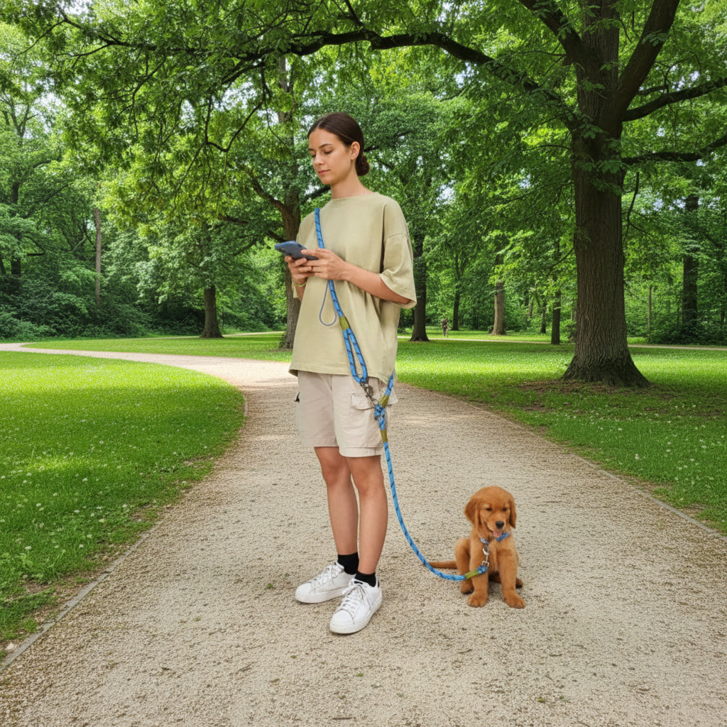 Hands Free Dog Lead with Adjustable Waist Strap, Dog Leashes for Running and Walking, Dog Walking Belt 230 cm