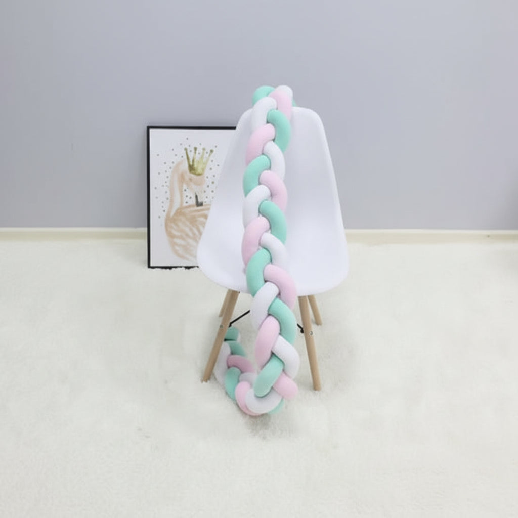 Braided Cot Bumper, Cotton Woven Crib Bumper in 1 to 4 m Lengths, Nursery Decor in Solid Colours_22