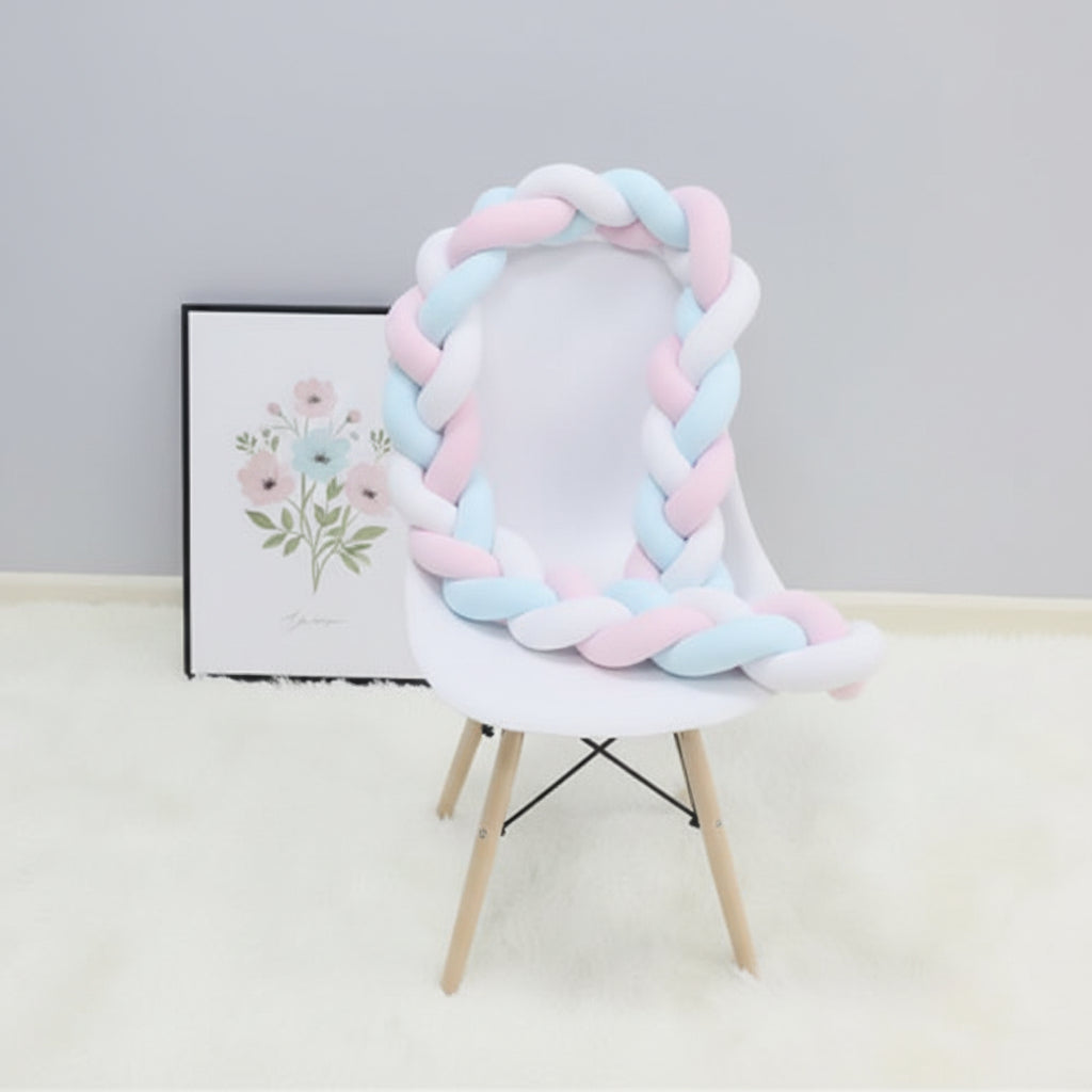 Braided Cot Bumper, Cotton Woven Crib Bumper in 1 to 4 m Lengths, Nursery Decor in Solid Colours_26