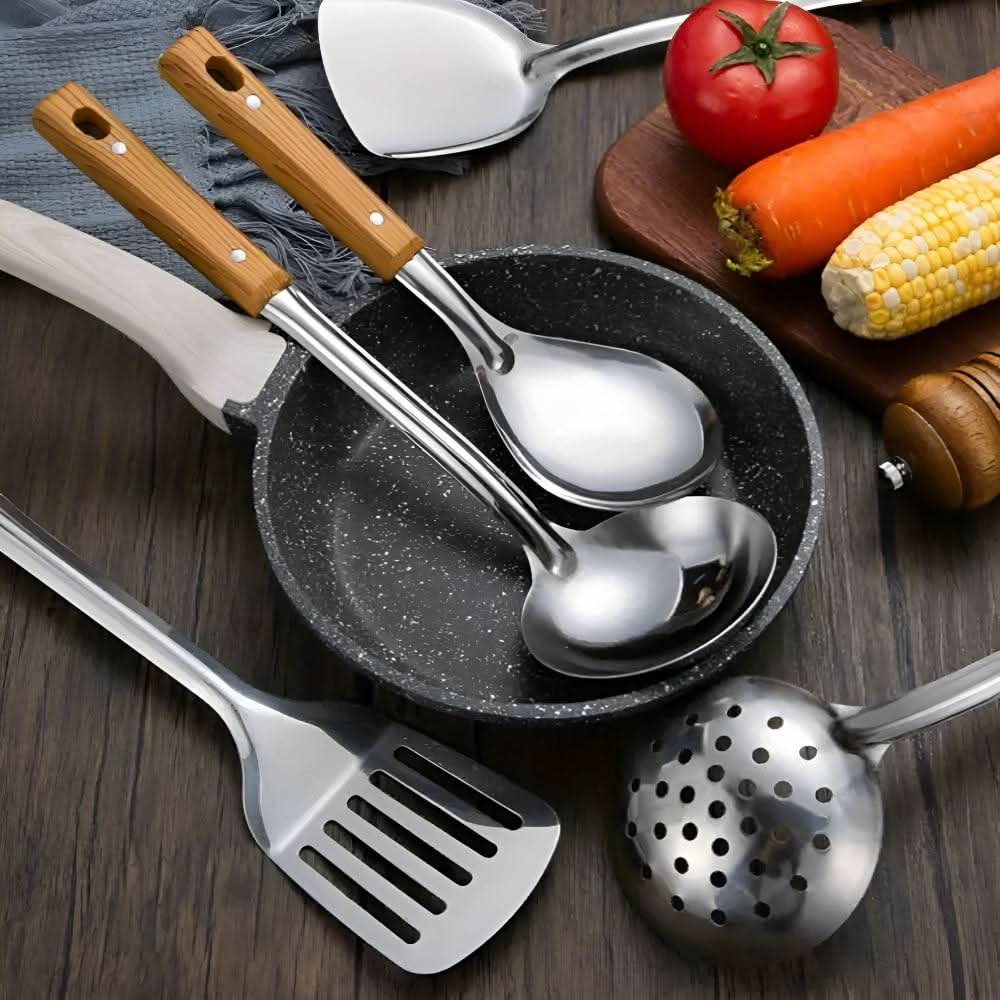 Kitchen Utensils Stainless Steel, Kitchen Utensil Set with Spatula, Turner, Soup Spoon and Rice Spoon, Cooking Utensils_01
