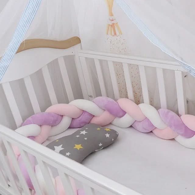 Braided Cot Bumper, Cotton Woven Crib Bumper in 1 to 4 m Lengths, Nursery Decor in Solid Colours_10