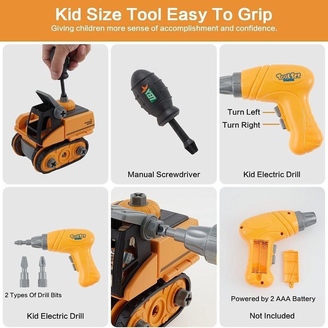 Construction Toys with Electric Screwdriver, Toy Crane and Vehicle Building Set – image 8