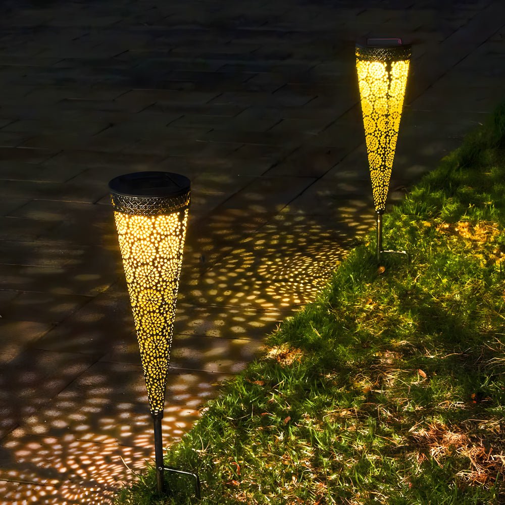 Solar Garden Lights, Solar Lights Outdoor Set of 2 with Ground Spike, Metal Solar Path Lights for Garden Decor_00