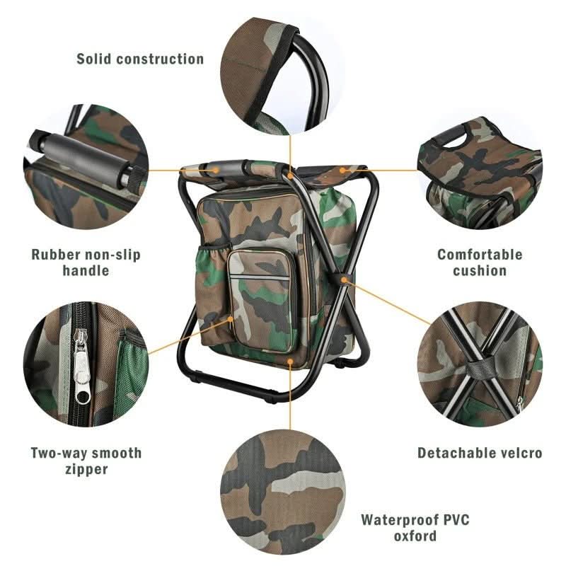 Camping Rucksack with Folding Chair and Cool Bag, Camping Chair Backpack for Fishing – image 15