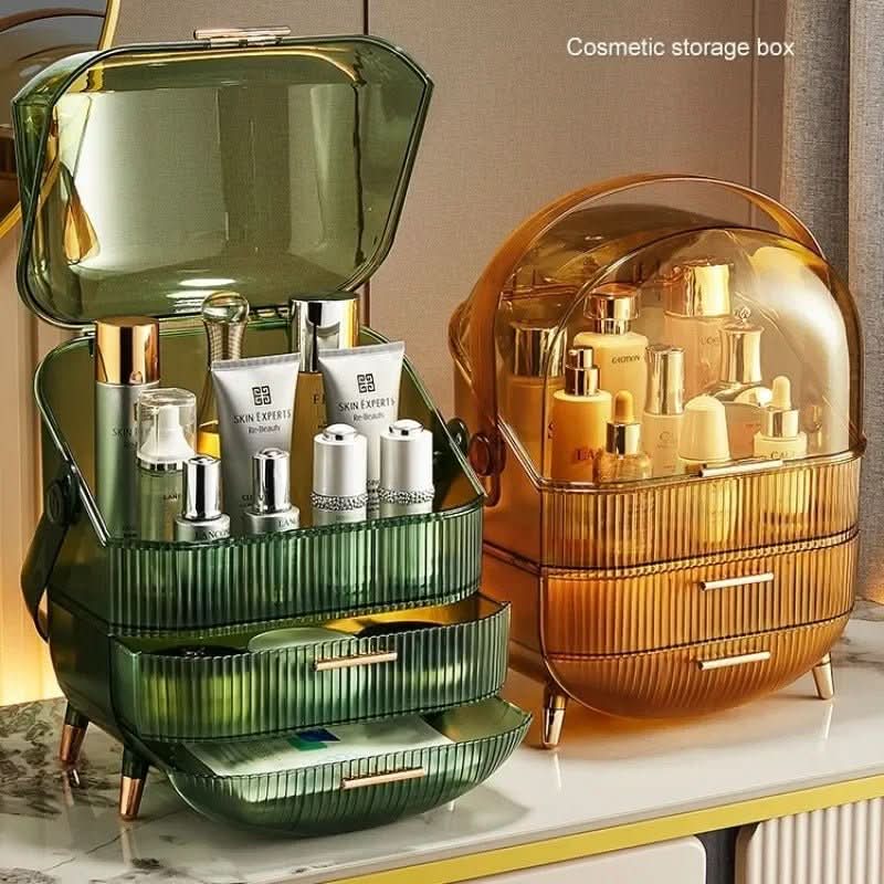 Makeup Organiser, Clear Cosmetic Organiser Box, Dustproof Makeup Storage Box with Compartments and Makeup Brush Holder_08