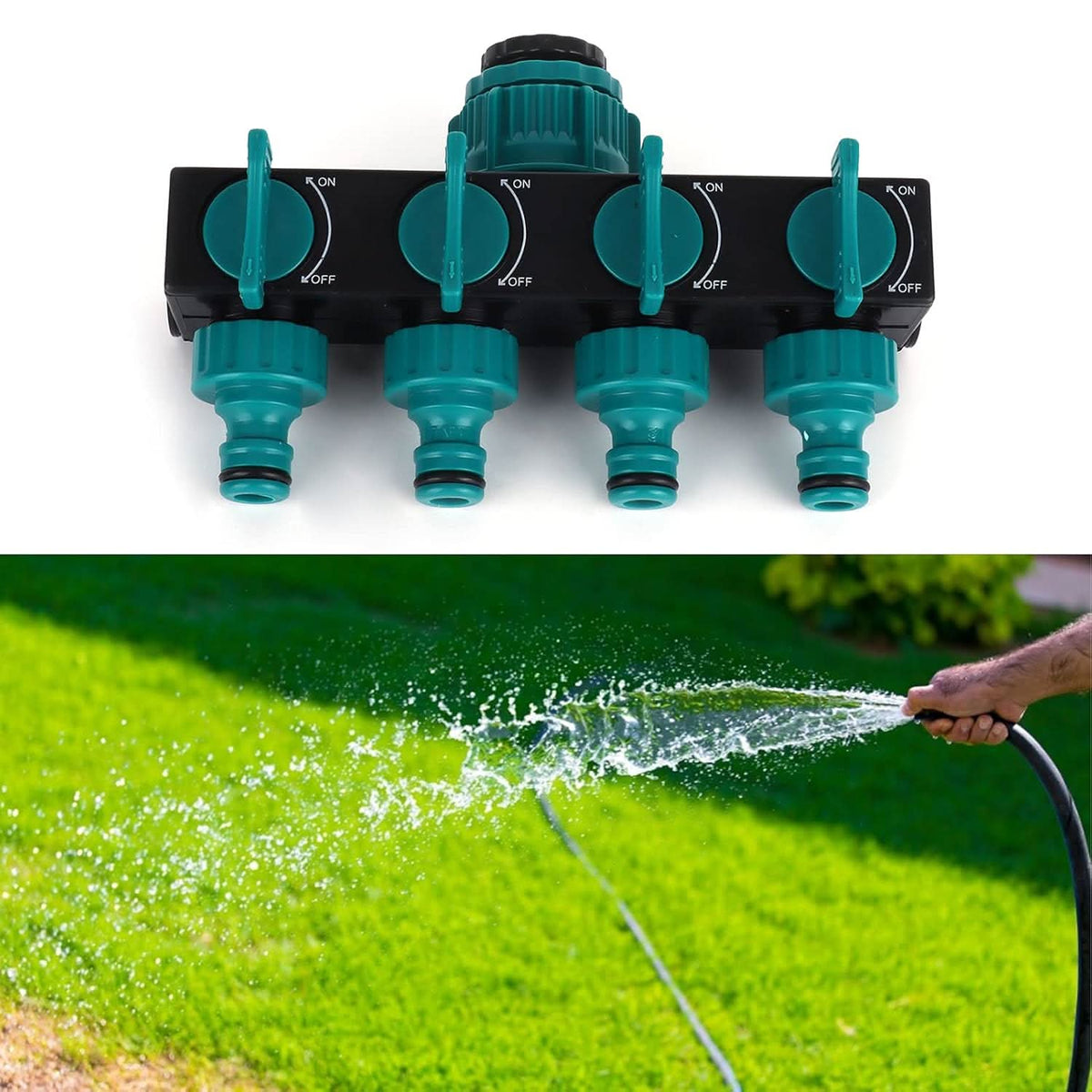4 Way Garden Hose Splitter, Hosepipe Connector for Outside Tap