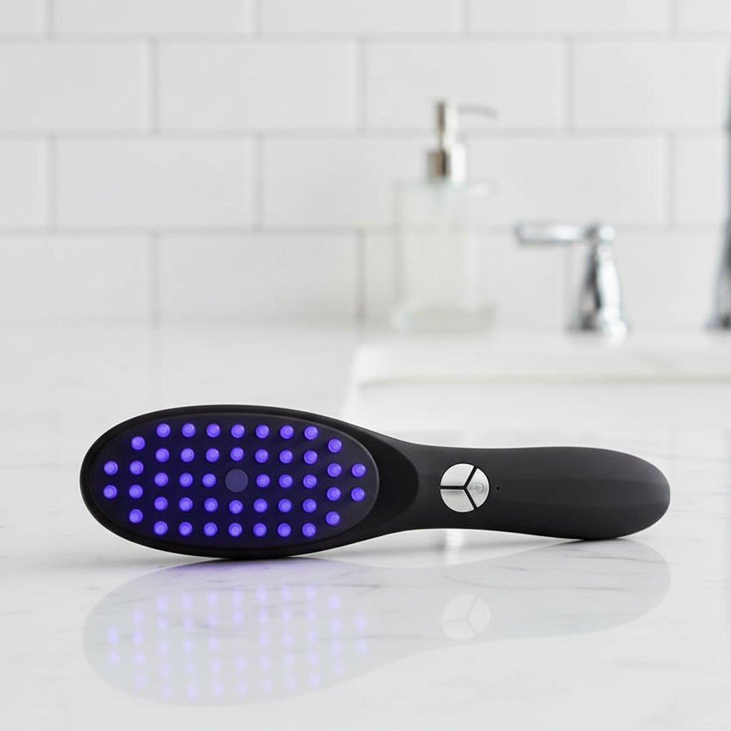 Electric Hair Comb 5 in 1, Scalp Massager with Red and Blue Light, Hair Oil Applicator, Head Massager with Vibration