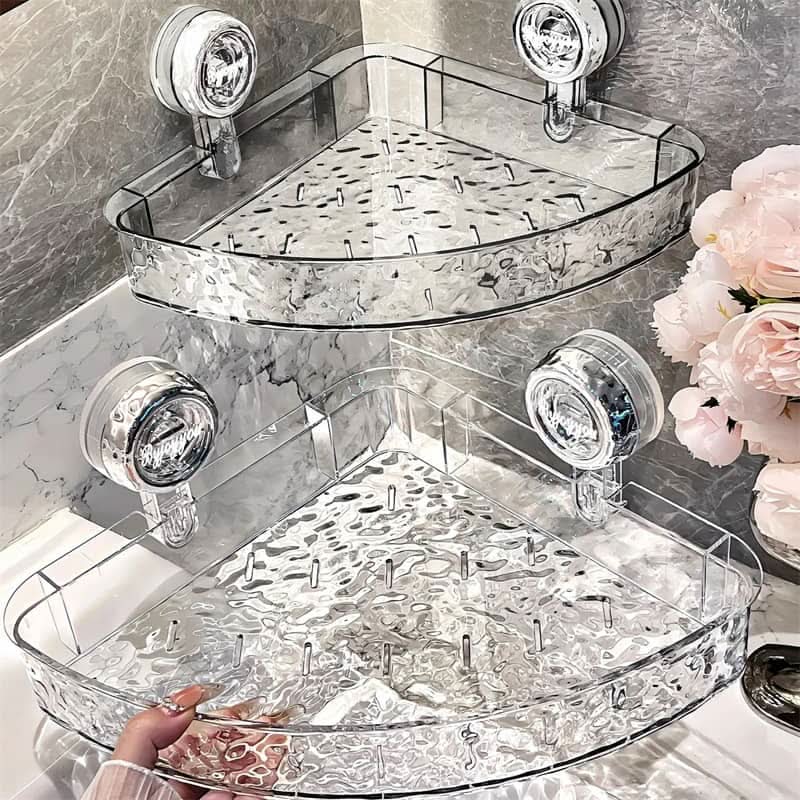 Wall Shelf No Drill, Corner Shelf with Suction Cup, Bathroom Storage, Kitchen Shelf for Office and Living Room_05