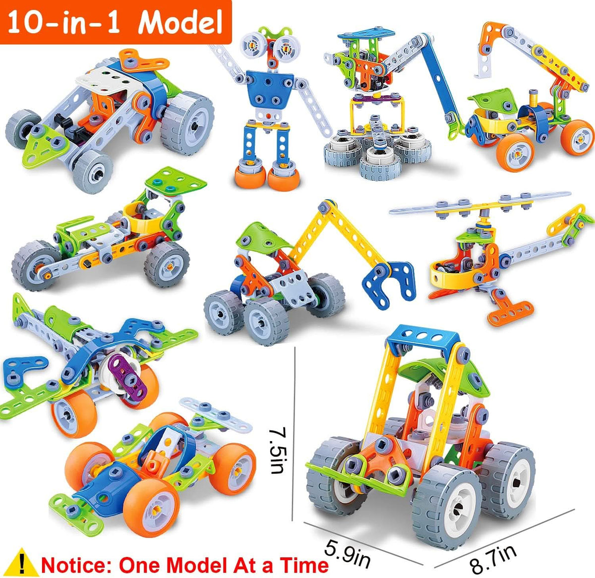 Building Blocks Construction Set with Storage Box, Construction Toys for 3 Year Olds