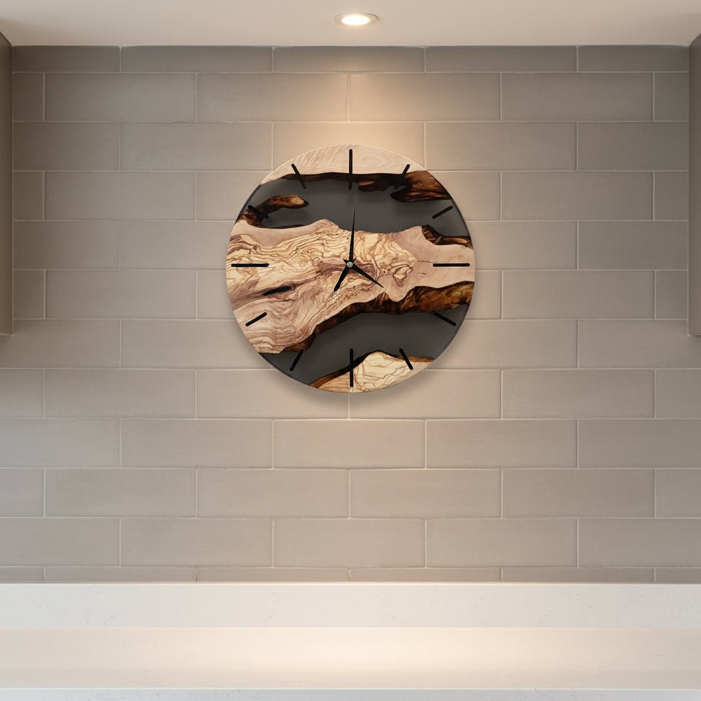 Wooden Wall Clock 30 cm, Silent Wall Clocks for Living Room and Bedroom, Scandinavian Wall Clock for Office_05