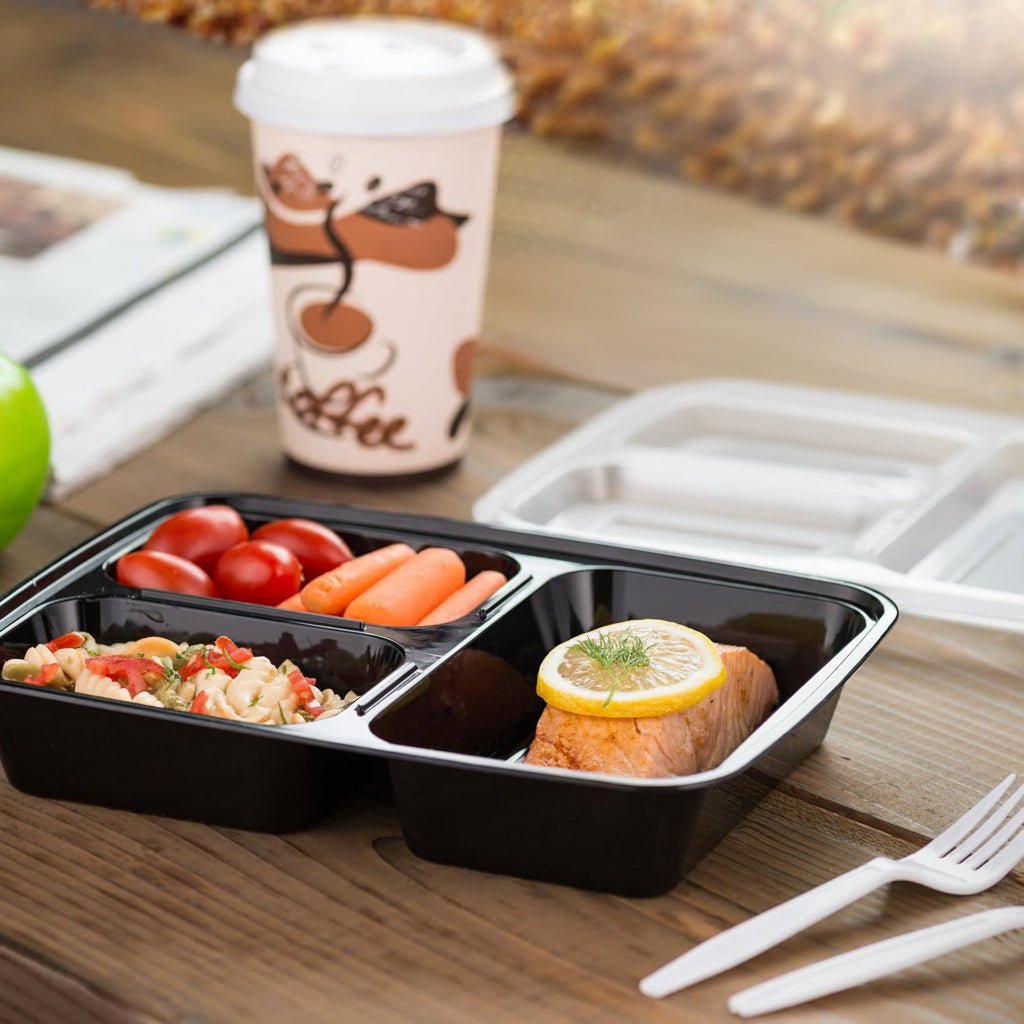 Bento Lunch Boxes, 3 Compartment Meal Prep Containers, 10 Pack Bento Box 900 ml, Food Storage Containers, Tupperware_05