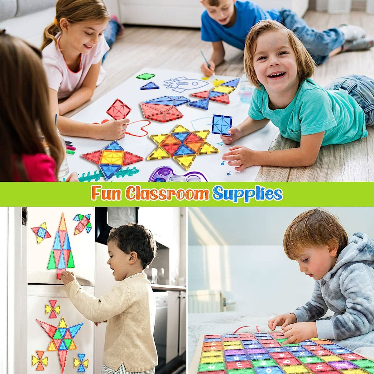 Magnetic Tiles 40 Piece Set, Magnetic Building Tiles, Montessori Toys for 3 Year Olds, Magnetic Toys for Shapes_03