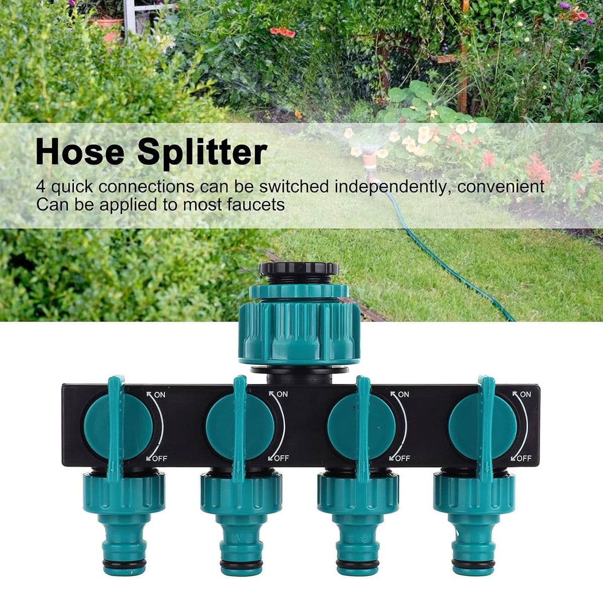 4 Way Garden Hose Splitter, Hosepipe Connector for Outside Tap – image 9