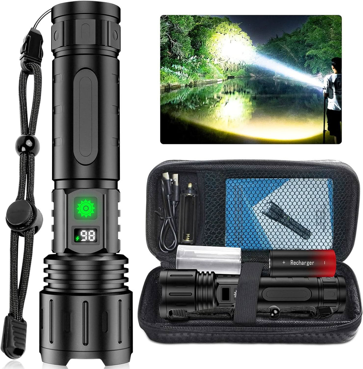 Rechargeable Torches, LED Torch with Power Bank, Powerful Torch for Camping, LED Flashlight for Everyday Use_01
