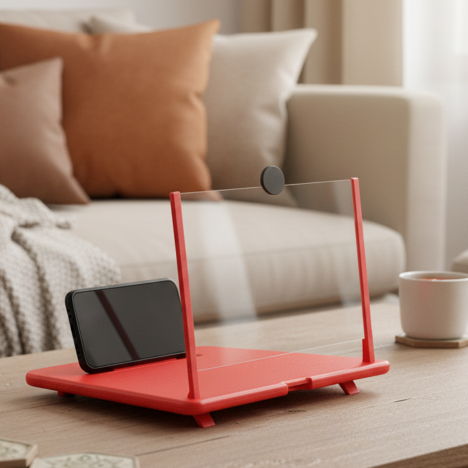 Phone Screen Magnifier, Foldable Phone Holder Stand with Fresnel Lens, Mobile Phone Stand for Movies and Games