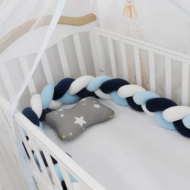 Braided Cot Bumper, Cotton Woven Crib Bumper in 1 to 4 m Lengths, Nursery Decor in Solid Colours_13