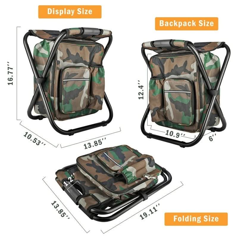 Camping Rucksack with Folding Chair and Cool Bag, 3 in 1 Camouflage Rucksack – image 16