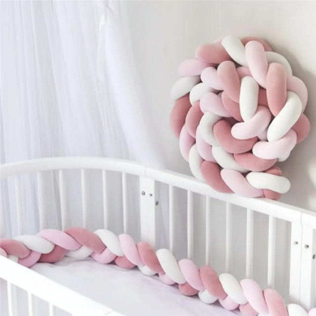 Braided Cot Bumper, Cotton Woven Crib Bumper in 1 to 4 m Lengths, Nursery Decor in Solid Colours_27