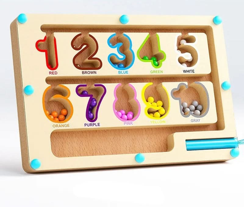 Magnetic Colour and Number Game, Wooden Toys for 3 Year Olds