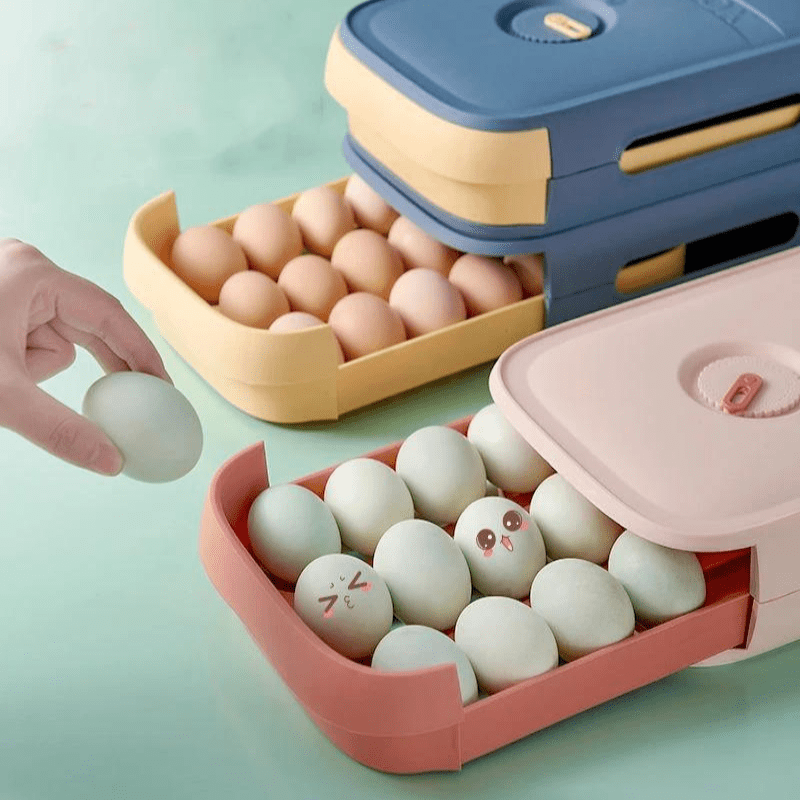 Pull Out Fridge Drawer for Eggs, Egg Holder for Fridge with Freshness Indicator, Egg Storage Container, Fridge Organiser_03